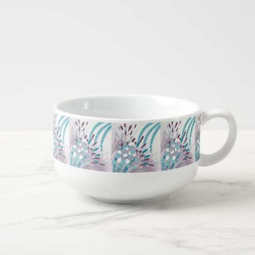 Modern Abstract Floral Soup Mug