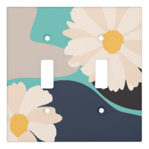 Modern Abstract Floral Teal Light Switch Cover