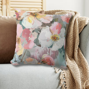 Modern Abstract Floral Throw Pillow