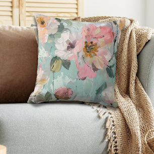 Modern Abstract Floral Throw Pillow