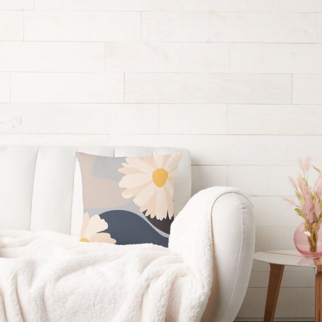 Modern Abstract Floral Throw Pillow (Couch)