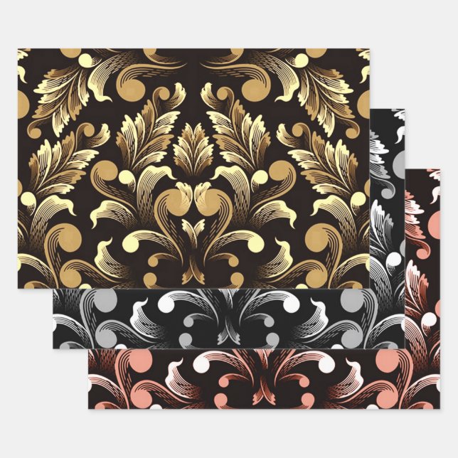 Modern Abstract Floral Wrapping Paper Sheets (Set)