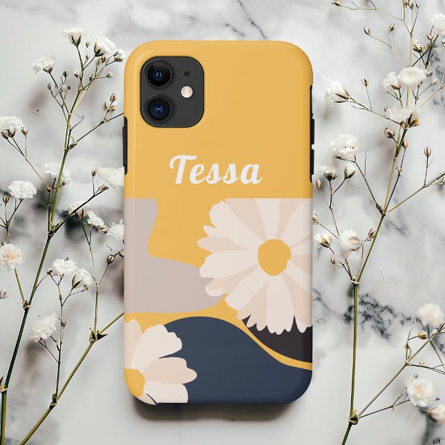 Modern Abstract Floral Yellow Personalized Case-Mate iPhone Case (Creator Uploaded)