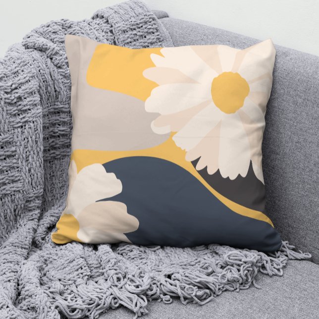 Modern Abstract Floral Yellow Throw Pillow (Creator Uploaded)