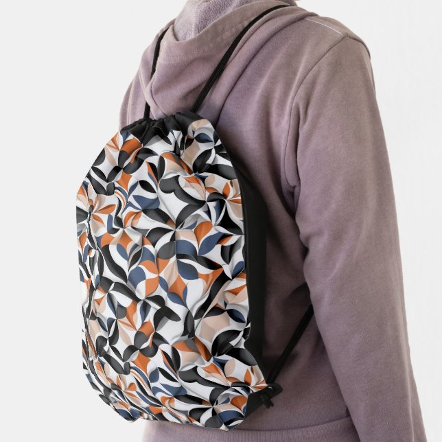 Modern Abstract Flow Geometry Pattern Design 64 Drawstring Bag (Insitu)