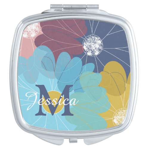 Modern Abstract Flower Art Personalised Compact Mirror