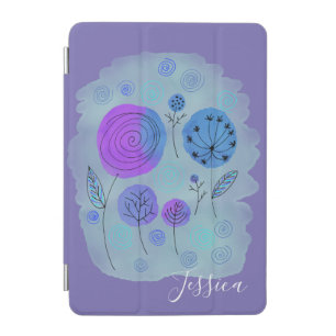 Modern Abstract Flower Art Personalised iPad Mini Cover