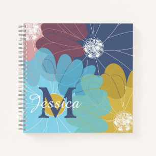 Modern Abstract Flower Art Personalised Notebook