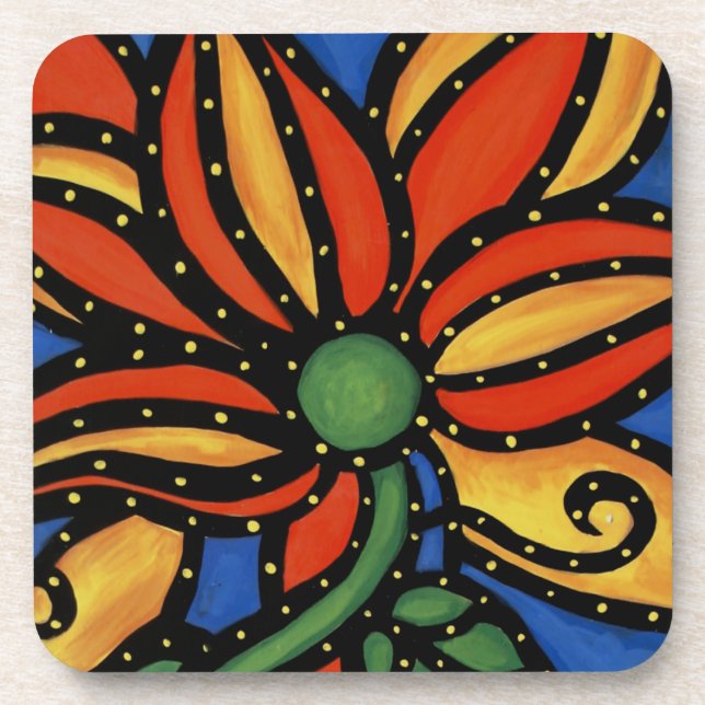 Modern Abstract Flower Beverage Coaster (Front)