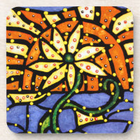 Modern Abstract Flower Drink Coaster