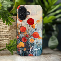 Modern Abstract Flowers Personalized Name