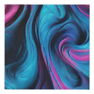 Modern Abstract Fluid Art-Blue and Pink- Faux Canvas Print