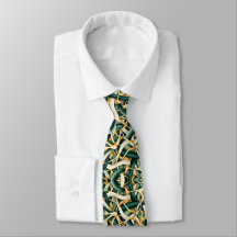 Modern Abstract Forest Green and Gold Pattern