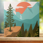 Modern Abstract Forest, Mountains, and Sunrise Ceramic Tile<br><div class="desc">This Modern Abstract Forest,  Mountains,  and Sunrise ceramic tile is great for your new vintage landscape theme collection. Also perfect for gifts for nature lovers,  Hiking Lovers,  and traveler.</div>