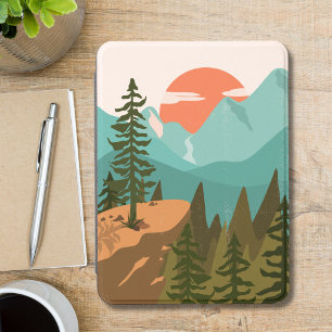 Modern Abstract Forest, Mountains, and Sunrise Kindle Cover