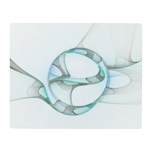 Modern Abstract Fractal Art Blue Turquoise Gray