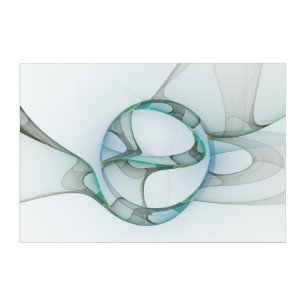 Modern Abstract Fractal Art Blue Turquoise Gray