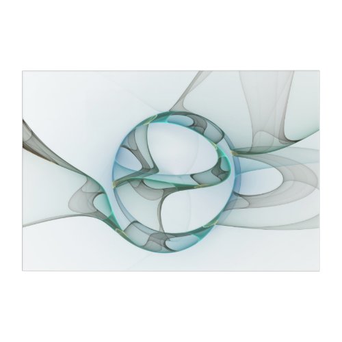 Modern Abstract Fractal Art Blue Turquoise Gray