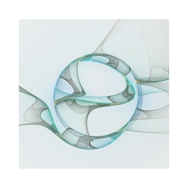 Modern Abstract Fractal Art Blue Turquoise Gray (Front)