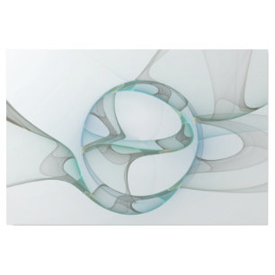 Modern Abstract Fractal Art Blue Turquoise Gray