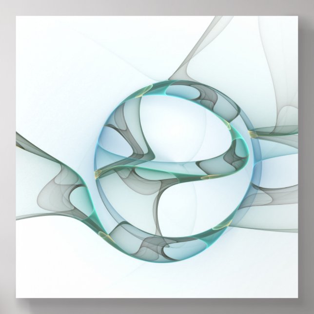 Modern Abstract Fractal Art Blue Turquoise Gray Acrylic Photo Tile (Front Set)