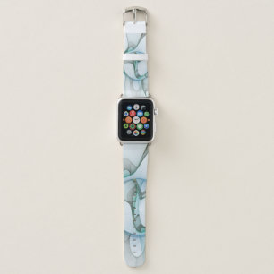 Modern Abstract Fractal Art Blue Turquoise Gray Apple Watch Band
