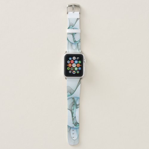 Modern Abstract Fractal Art Blue Turquoise Gray Apple Watch Band