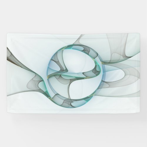 Modern Abstract Fractal Art Blue Turquoise Gray Banner