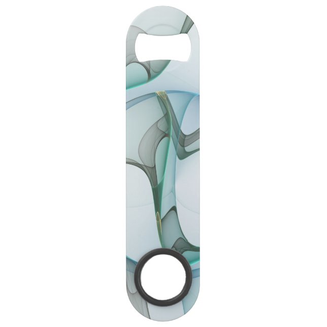 Modern Abstract Fractal Art Blue Turquoise Gray Bar Key (Front)
