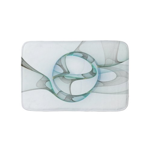 Modern Abstract Fractal Art Blue Turquoise Gray Bath Mat