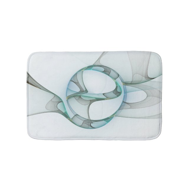 Modern Abstract Fractal Art Blue Turquoise Gray Bath Mat (Front)