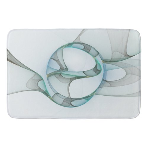 Modern Abstract Fractal Art Blue Turquoise Gray Bath Mat