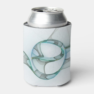 Modern Abstract Fractal Art Blue Turquoise Gray Can Cooler