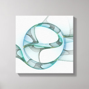 Modern Abstract Fractal Art Blue Turquoise Gray Canvas Print
