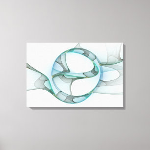 Modern Abstract Fractal Art Blue Turquoise Gray Canvas Print