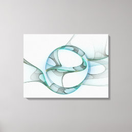 Modern Abstract Fractal Art Blue Turquoise Gray Canvas Print