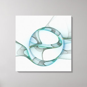 Modern Abstract Fractal Art Blue Turquoise Gray Canvas Print