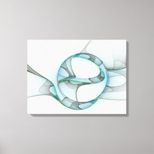 Modern Abstract Fractal Art Blue Turquoise Gray Canvas Print