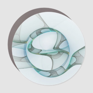 Modern Abstract Fractal Art Blue Turquoise Gray Car Magnet