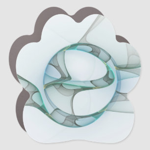 Modern Abstract Fractal Art Blue Turquoise Gray Car Magnet