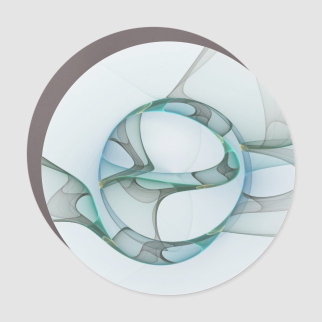 Modern Abstract Fractal Art Blue Turquoise Gray Car Magnet (Front)