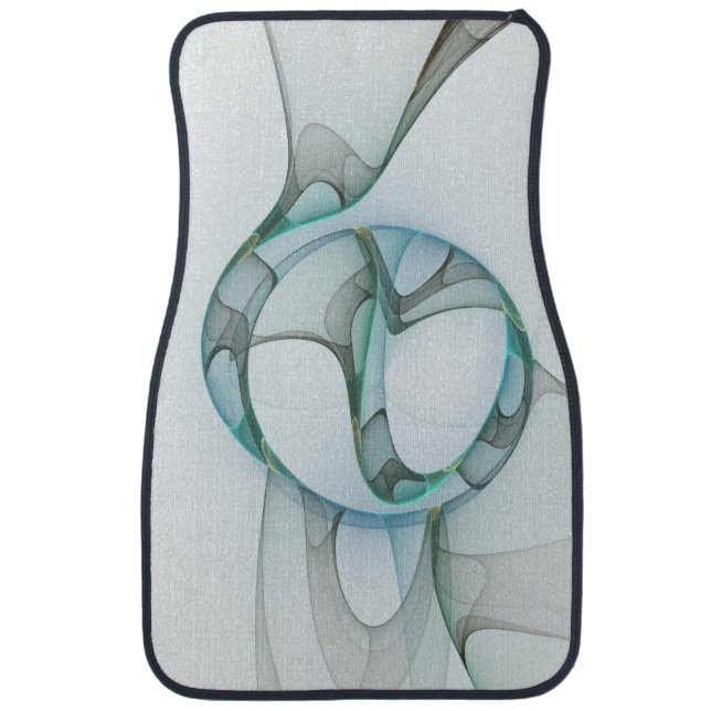 Modern Abstract Fractal Art Blue Turquoise Gray Car Mat (Front)