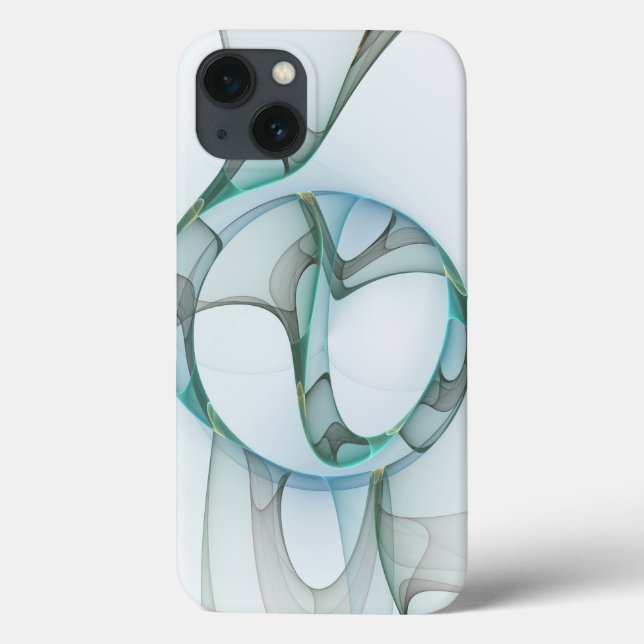 Modern Abstract Fractal Art Blue Turquoise Gray Case-Mate iPhone Case (Back)