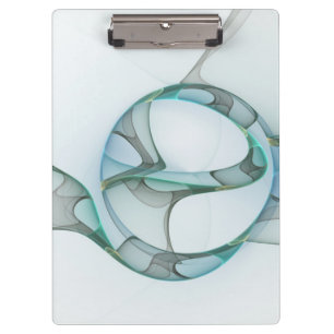 Modern Abstract Fractal Art Blue Turquoise Gray Clipboard