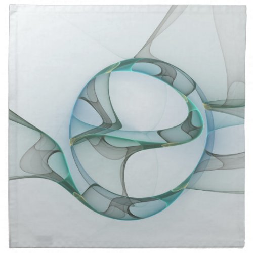 Modern Abstract Fractal Art Blue Turquoise Gray Cloth Napkin