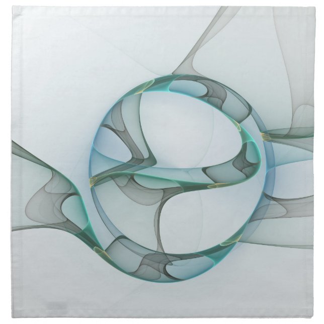 Modern Abstract Fractal Art Blue Turquoise Gray Cloth Napkin (Front)
