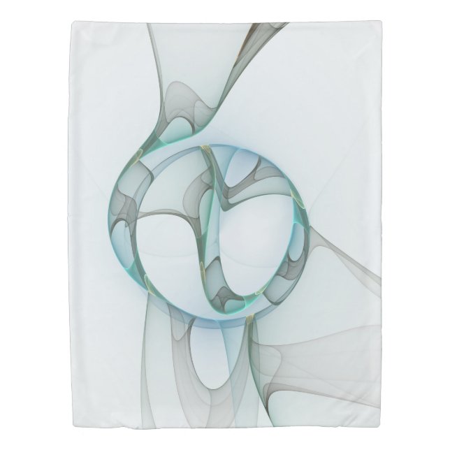 Modern Abstract Fractal Art Blue Turquoise Gray Duvet Cover (Front)
