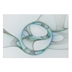 Modern Abstract Fractal Art Blue Turquoise Gray Faux Canvas Print