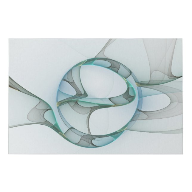 Modern Abstract Fractal Art Blue Turquoise Gray Faux Canvas Print (Front)