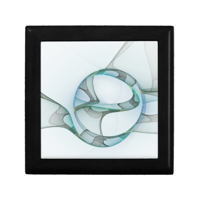 Modern Abstract Fractal Art Blue Turquoise Gray Gift Box (Front)